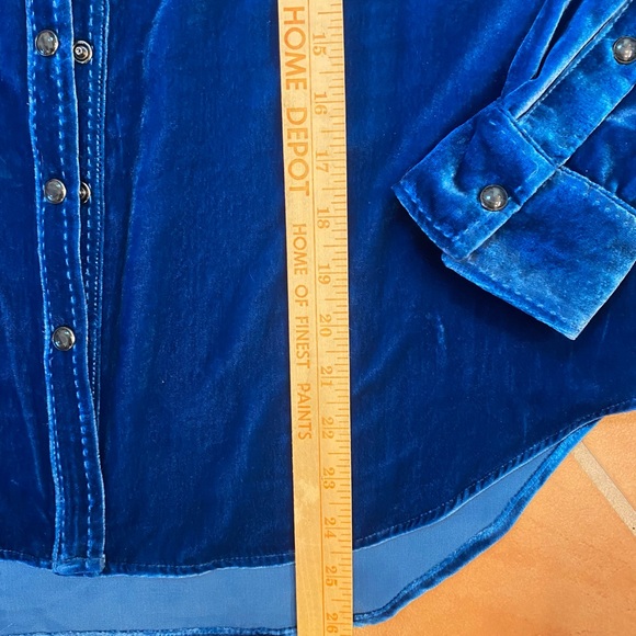 Sundance Blue Western Snap Velvet Shirt XS - Picture 7 of 11